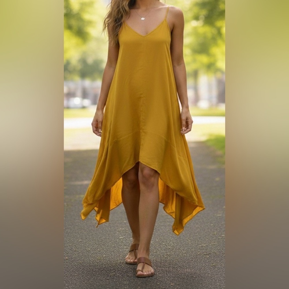 Elan Asymmetrical Yellow Dress